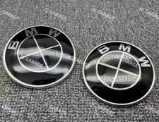 B-m-w All Black Roundel 82mm Front 74mm Rear Emblem Badge With Grommets