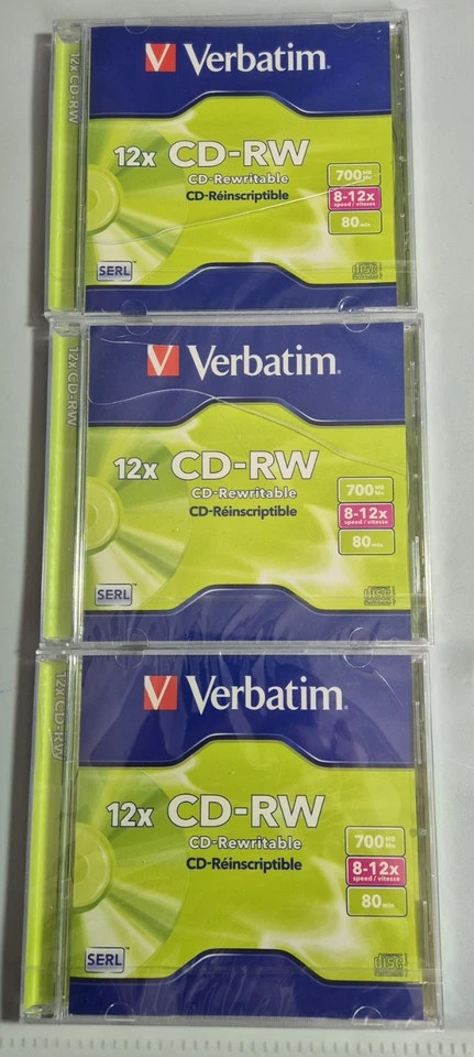 6 Verbatim CD-RW 12x 700MB 800 Min Blank Disc Rewritable Brand New Sealed - Image 3 of 4