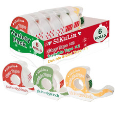 Tape,Gift Wrapping Tape, 6 Rolls with Dispensers, Includes Invisible, Double-Sid