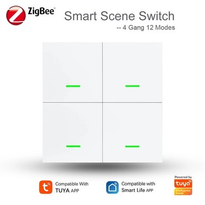 Tuya Zigbee 4Gang Smart Scene Switch 12 Modes Home Automation Controller