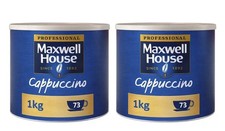 Maxwell House Cappuccino Instant Coffee Powder 2 x 1kg Tins - 146 Servings
