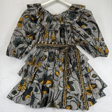 Ulla Johnson Floral Zigzag Cotton Ruffle Mini Dress Spring Summer 2022 Size 4