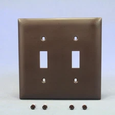Pass & Seymour TP2 Brown 2-Gang Toggle Switch Unbreakable Wallplate Cover Plate