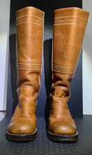 Vintage 1970s Frye Campus Longhorn, Antiqued Russet Cowhide Boots Women  s 6.5 B