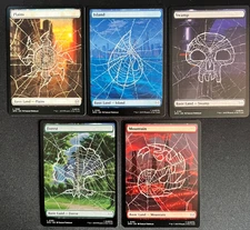 MTG Full Art Basic Land Set (5) - Spider Web Lands - Spider-Man (SPM) Near Mint