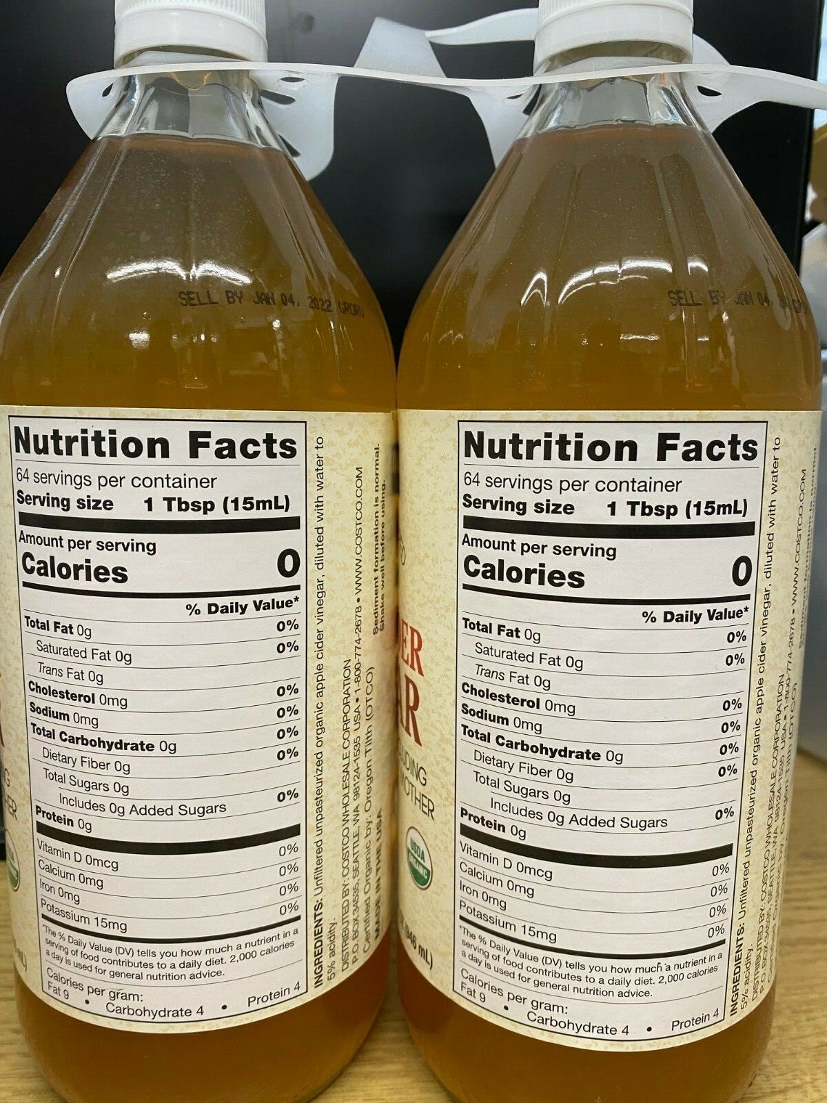 2X 32 fl oz Kirkland Organic Raw Unfiltered Apple Cider Vinegar w/h The