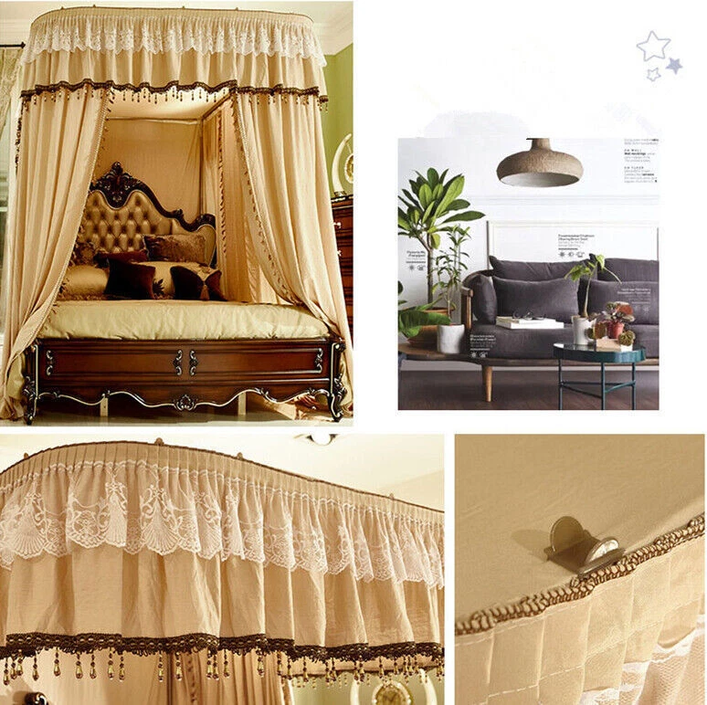 luxury mosquito net with U-shape rail frames bed netting lace light-shading new - Image 4 of 4