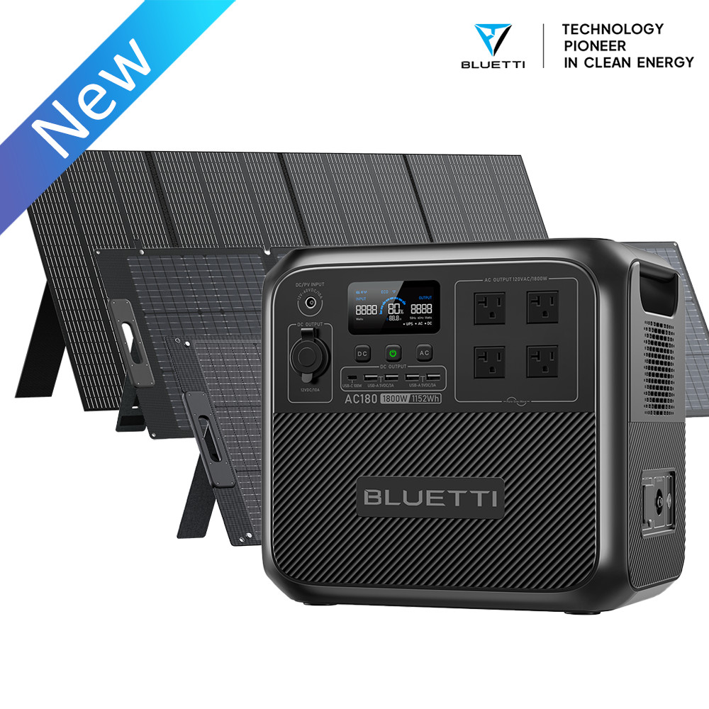 BLUETTI AC180 1152Wh 1800W Portable Power Station+Optional Solar