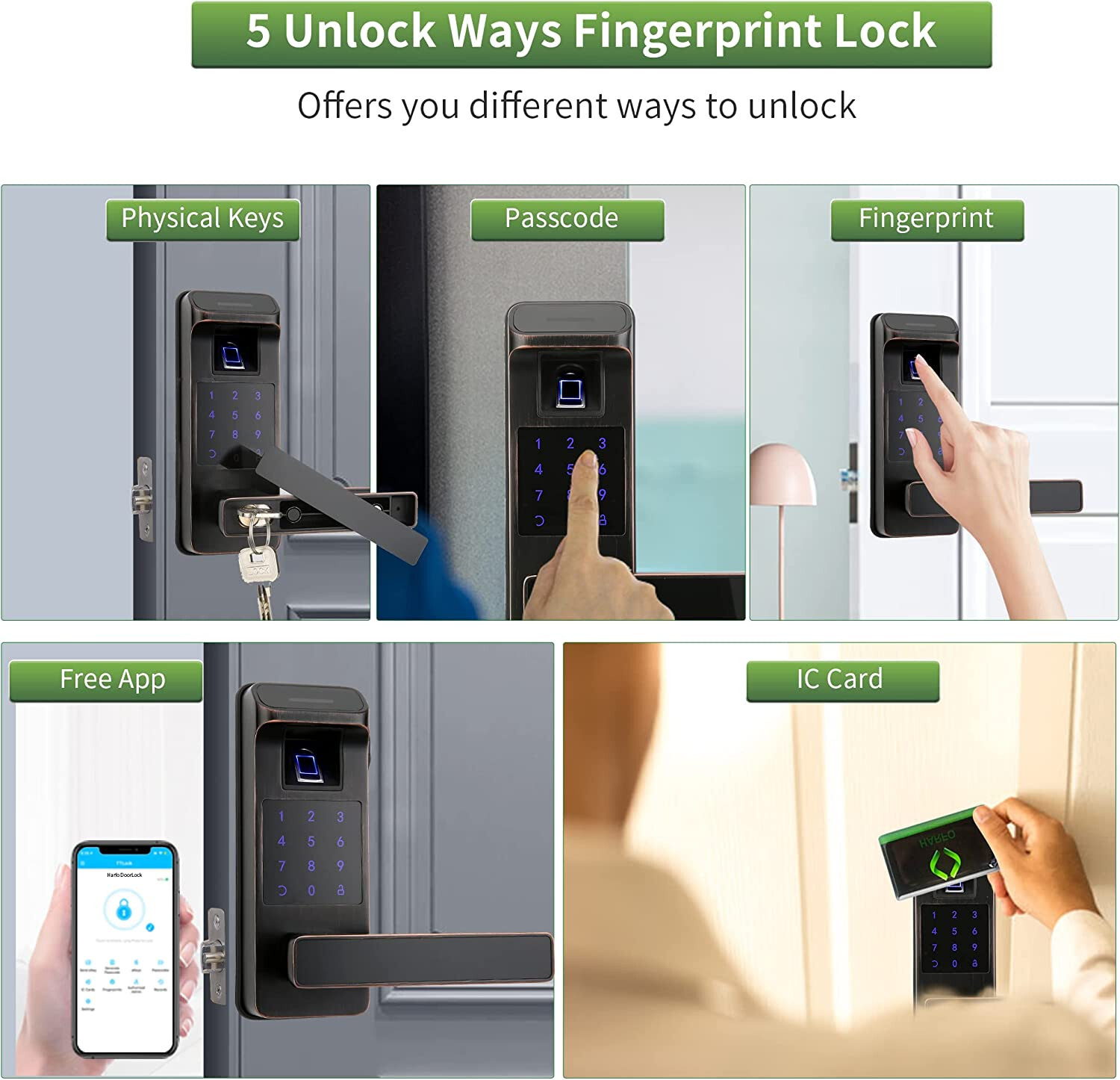 HARFO A01 Fingerprint Touchscreen Keyless Smart Lever Door Lock Aged