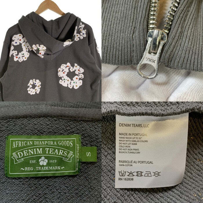 ★24SS 最新作★DENIM TEARS Embroidered Logo Hoodie DENIM TEARS 24SS Rhinestone Cotton Wreath Zip Hoodie Sweat