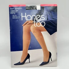 Vtg Hanes Too Day Sheer Control Top Size CD Sandal Foot Barely Black Nylon NEW