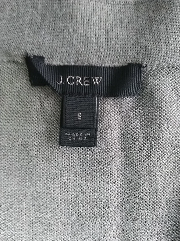 J. Cárdigan Crew Harlow Negro Terciopelo Frontal Gris Lana Merino Suéter S H2642 Foto 4 de 4