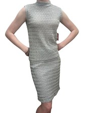 NOS Vtg 60s XS S Silver Metallic Outfit Skirt Blouse NWT Jane Irwill Dress Set