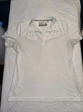 Cutter & Buck Polo Shirt Dry Tec Luxe Women Large White Golf Active