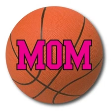 Basketball Mom Magnet Decal 5 Inch, Round Heavy Duty Automotive Magnet
