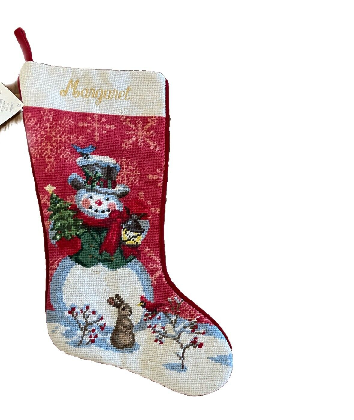 New Sferra customized Needlepoint Snowman With Squirrels christmas tree