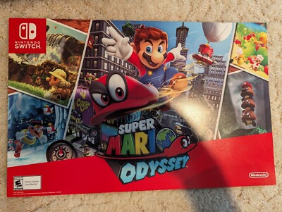 Super Mario Odyssey Nintendo Switch Double Sided Promo Poster (11X17) Gamestop