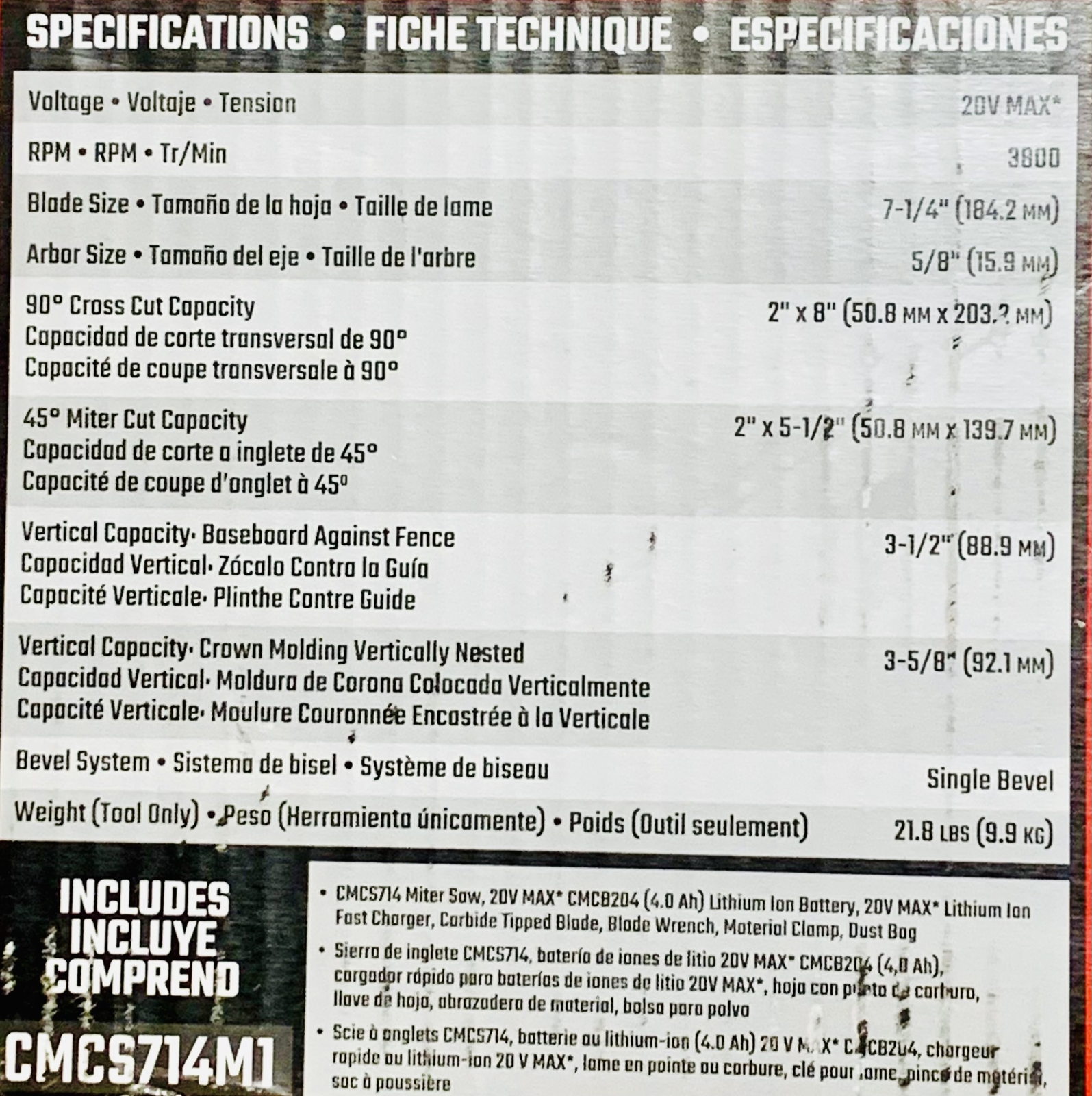 CRAFTSMAN CMCS714M1 V20 20V MAX 7-1/4-Inch Cordless Sliding Miter Saw Kit