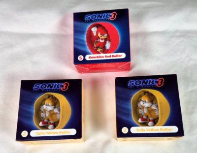 Three 2024 McDonald's Sonic 3 Toys- Tails (2) Knuckles (1)