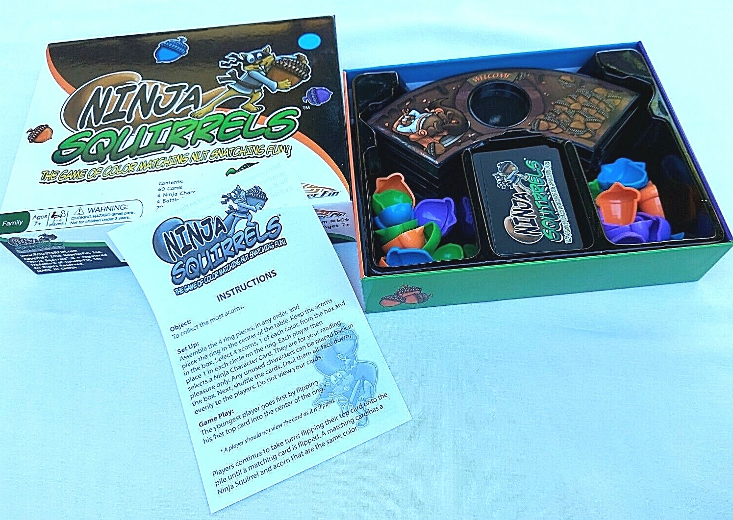 NINJA SQUIRRELS Game of Color Matching Nut Snatching Fun Complete Family Age 7+