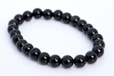 8MM Black Agate Bracelet Grade A Genuine Natural Round Gemstone Beads 7"