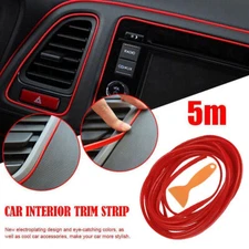 5M Red Point Molding Edge Gap Line Strip For Car Interior Accessories W/ Scraper