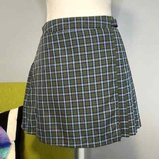 Wild Fable Blue Green Retro Plaid Pleated Mini Skirt Small