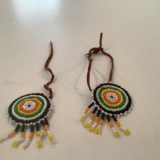 Vintage 1960 s Original Native American Beaded Hair Ties WOW
