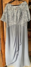 Lace Dress 3/4 Sleeve Wedding Mother Of The Bride Formal Gown Chiffon Blue Nwot