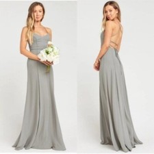 NEW Show Me Your Mumu Godshaw Goddess Charcoal Gray Long Formal Gown S