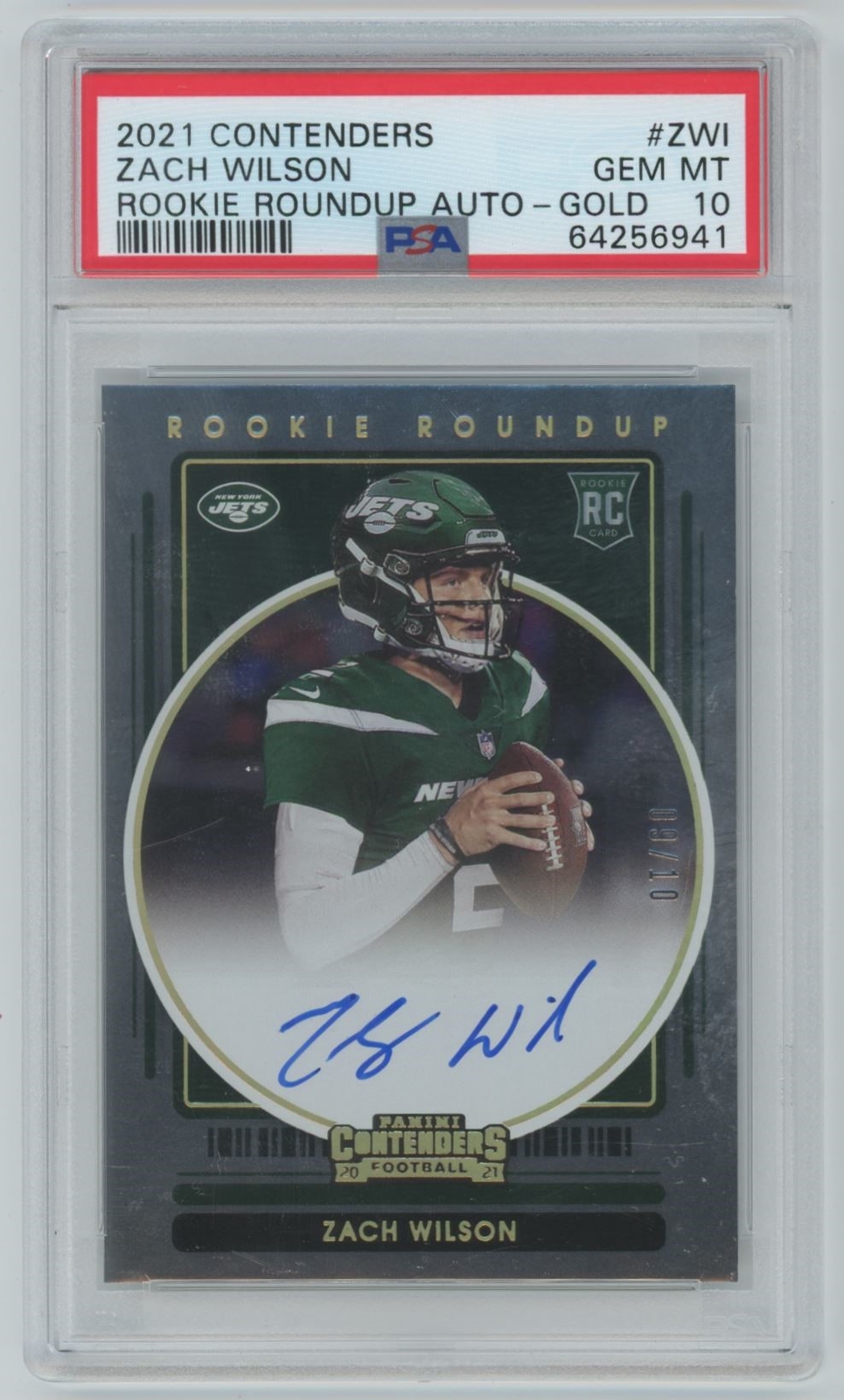 Zach Wilson Panini Contenders Rookie Roundup Autographs #ZWI Gold
