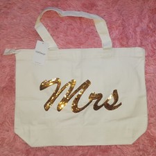 Image of Canvas Big Tote, Wedding Gold Sequin Bridal Shower Gifts Bag, Beach, Shopping XL