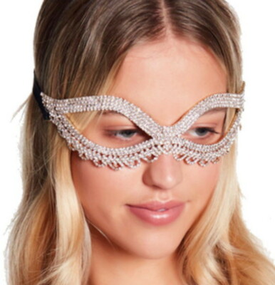 Sexy Pave Crystal Eye Mask Shimmering Fun Exotic Costume Party Cateye NWT