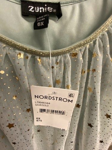Girls Zunie Sage/Gold Layered Dress with Stars Size 6X- NWT - Picture 5 of 7