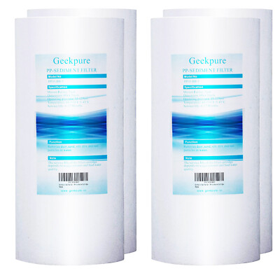 Geekpure 4 Pack PP Sediment Replacement Water Filter 4.5'' x 10'' - 5 Mic