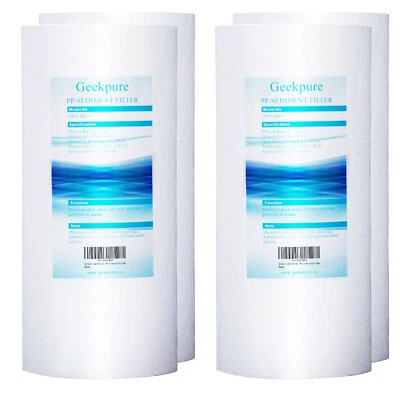 Geekpure 4 Pack PP Sediment Replacement Water Filter 4.5" x 10" - 5 Mic