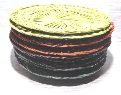 9 Wicker Rattan Round Plate Chargers Boho Woven Serving Trays Picnic 13 inch