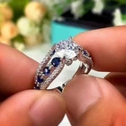 Art Deco Style Lab-Created Diamond Sapphire Wedding Ring 14k White Gold Finish