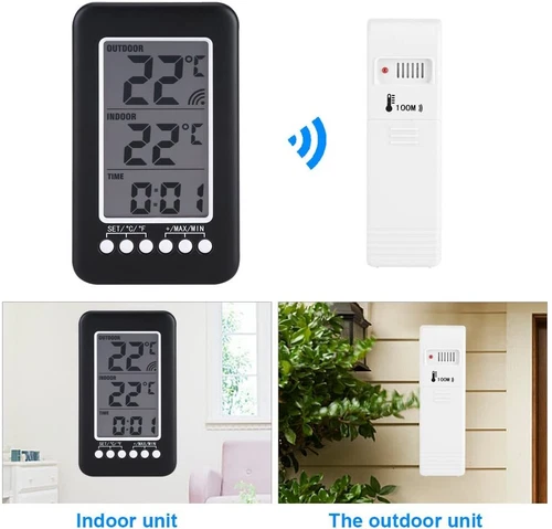 Wireless Indoor/Outdoor Digital Thermometer with Remote Sensor - LCD Temperature - Picture 2 of 7