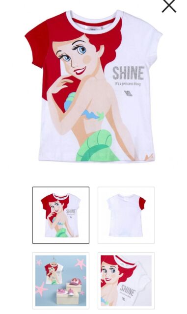 Disney Arielle die Meerjungfrau Prinzessin Mädchen T-Shirt weiß Gr. 98 - 128