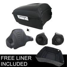 Matte Black King Trunk Pad Speakers Fit For Harley Touring 14-25