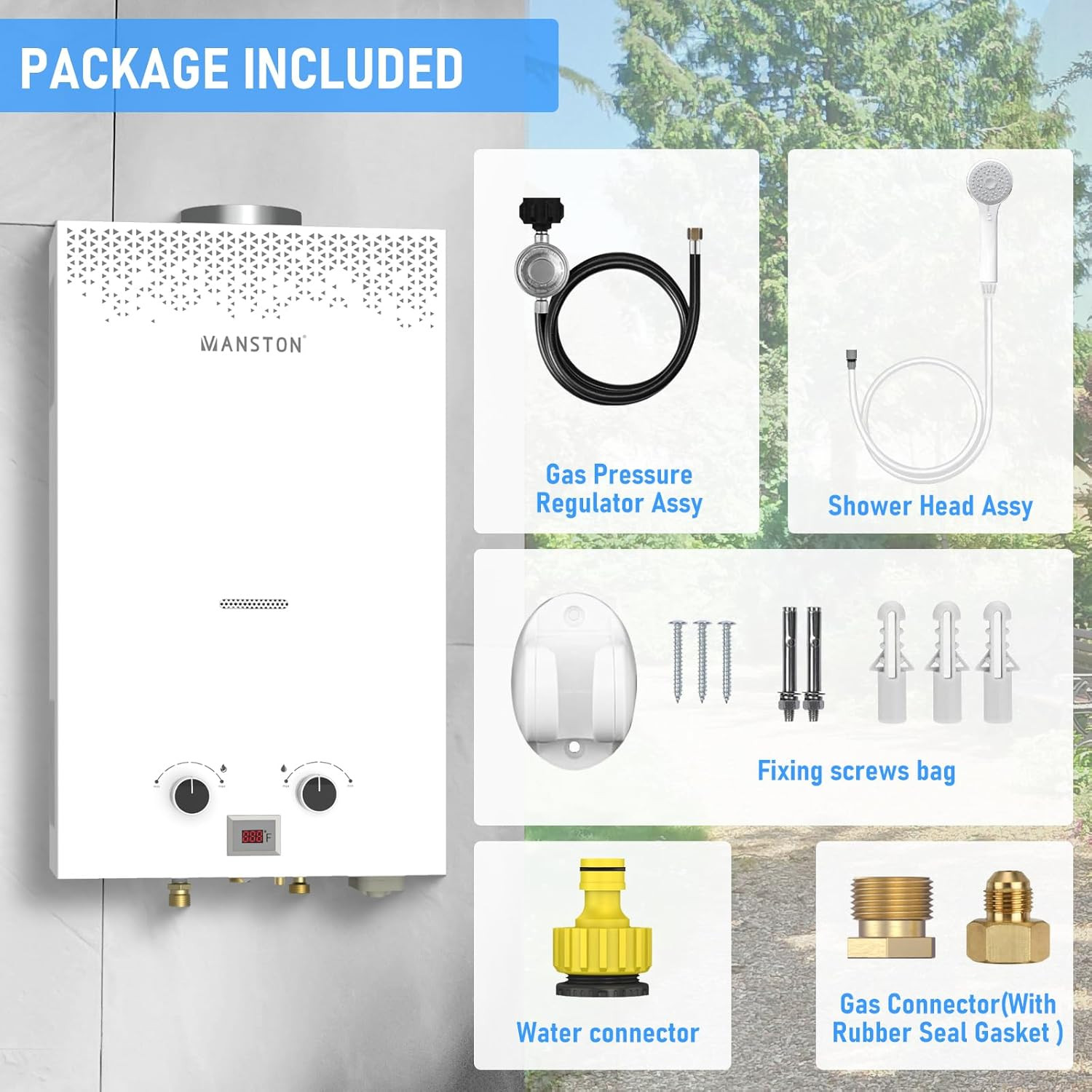 Water Heater Tankless,  Propane Water Heater Outdoor, 10L 2.64 Portable Water He