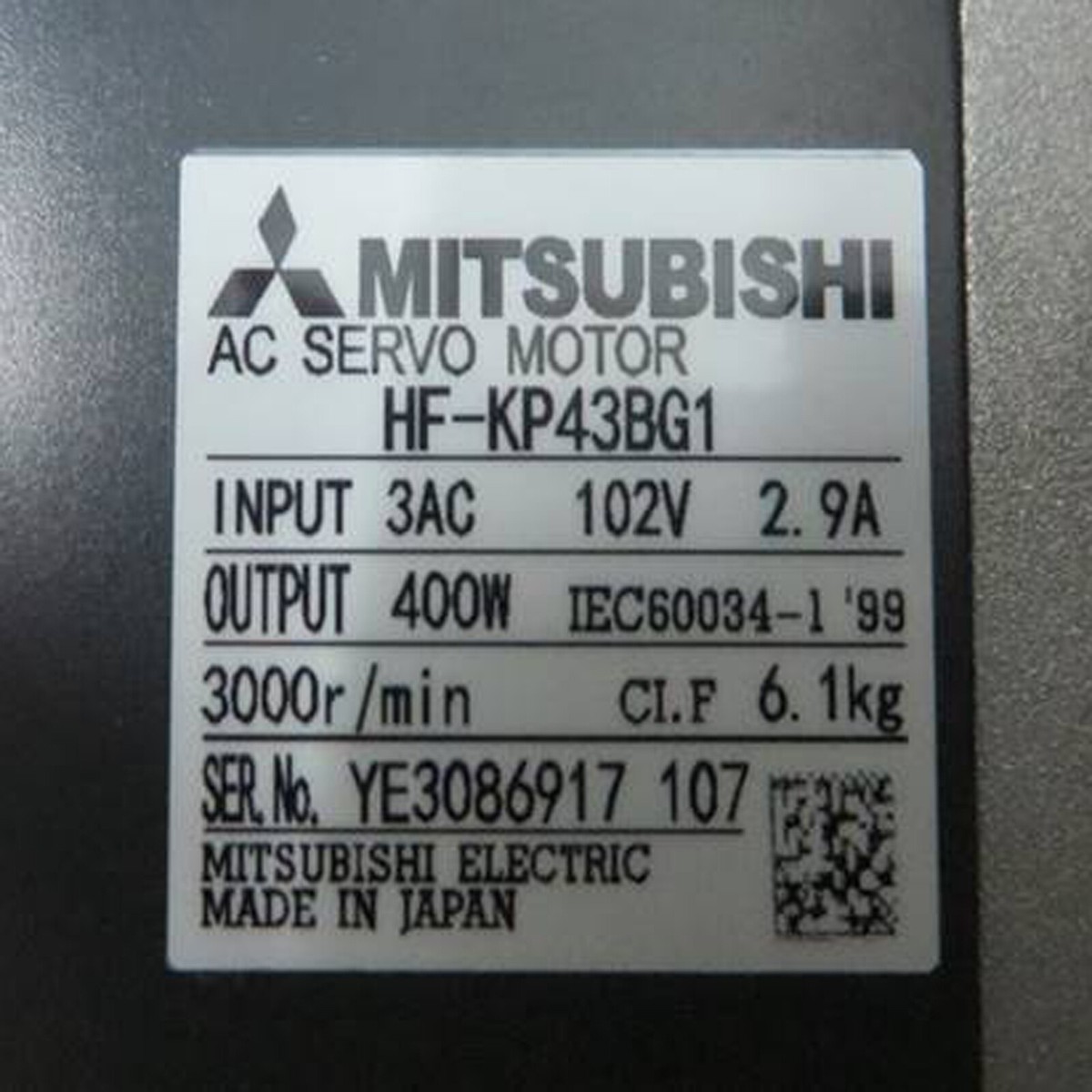 One New AC Servo Motor Mitsubishi HF-KP43BG1 IN BOX Free One New AC Servo Motor Mitsubishi HF-KP43BG1 IN BOX Free