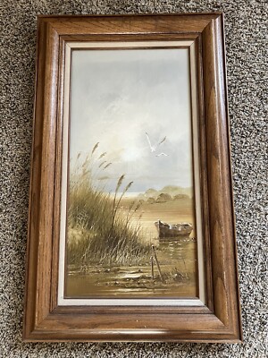 Autumn Landscape Oil Painting  Signed Morgan Framed 19  X 31 
