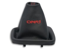 SCHALTMANSCHETTE FUR KIA CEE'D II 2012-2018 SCHALTSACK NATURLEDER STICKEREI ROT