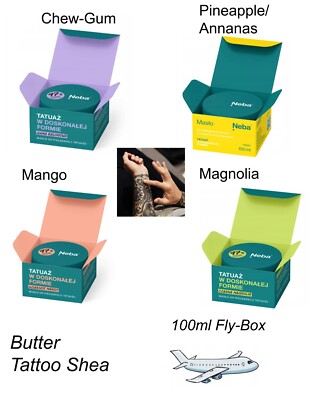 Butter nach Tattoo 100ml Box Fly-Box Shea Karite Mango, Annanas, ChewGum, Magnol