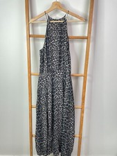 Zimmermann Maxi Dress Womens 0 Black Animal Print Halter High Neck Sleeveless