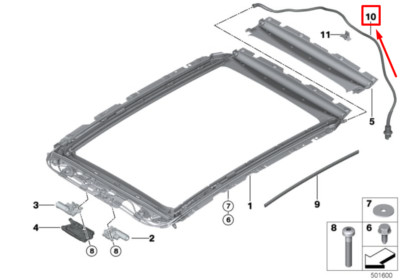 NEW BMW X3 G01, F97 REAR LEFT ROOF WATER OUTLET HOSE 7414347  