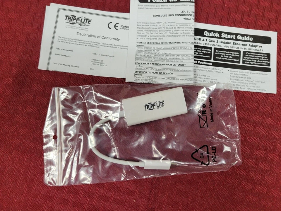10- NEW SEALED Tripp Lite USB-C to Gigabit Network cable White U436-06N-GBW - Image 3 of 4