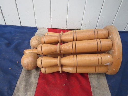 ANTIGUO VINTAGE ANTIGUO BOLICHE MADERA PIN BOLOS BOLOS SPORT BAR DEN HOMBRE CUEVA - Imagen 6 de 6